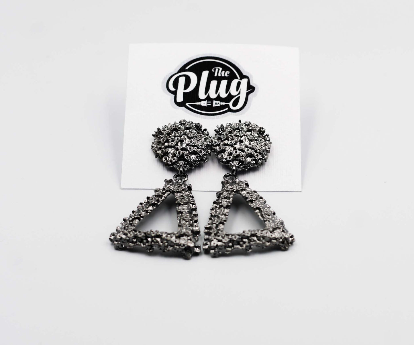 Ladies Designer Earrings (Triangular Dark Grey)