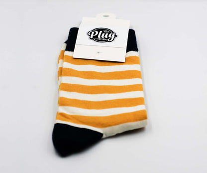 Unisex Happy Socks (Stripped Navy & Gold)