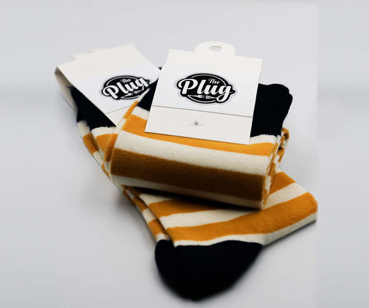 Unisex Happy Socks (Stripped Navy & Gold)