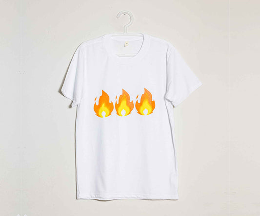 White Fire Emoji Tee