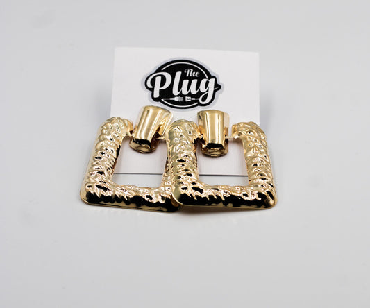 Ladies Designer Earrings (Rectangular Gold)