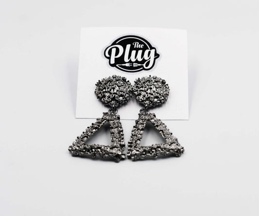 Ladies Designer Earrings (Triangular Dark Grey)